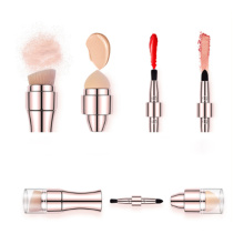 Conjunto de cepillo de maquillaje portátil rosa de oro 4pcs